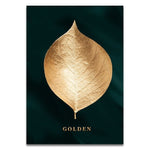 Abstract Golden Leaf Wall Art for Home Decor