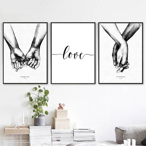 Black & White Love Wall Art Canvas Poster for Living Room Decor