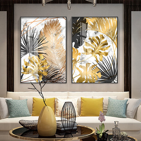 Golden Leaf Canvas Painting